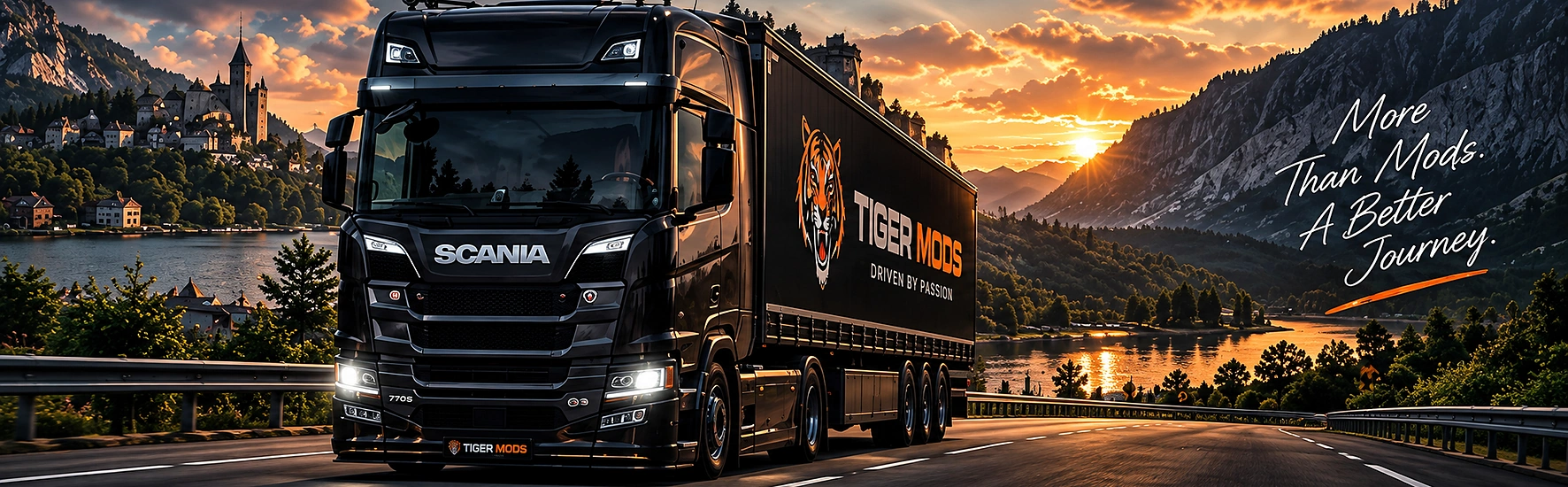 Tiger Mods truck on a scenic road